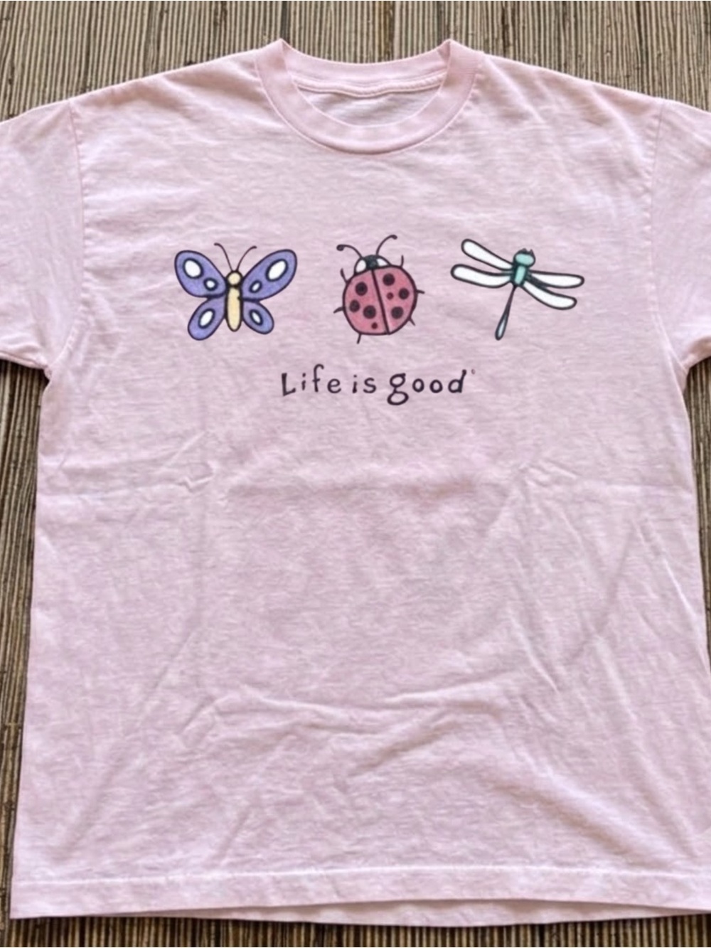 Gildan Pink Graphic Tee with Butterfly Ladybug Dragonfly